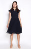 Pleated Chiffon Dress - Navy