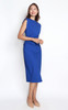 Padded Shoulder Side Ruched Dress - Cobalt Blue