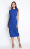 Padded Shoulder Side Ruched Dress - Cobalt Blue