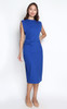 Padded Shoulder Side Ruched Dress - Cobalt Blue