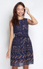 Printed Chiffon Dress - Navy