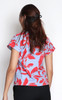 Leaf Print Notch Neck Top - Red