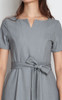 Notch Neck Flare Dress - Heather Grey