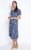 Puff Sleeves Flute Hem Dress - Navy