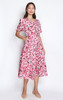 Floral Scribble Midi Dress - Pink