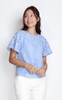 Eyelet Flutter Sleeves Top - Blue