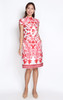 Porcelain Print Cheongsam - Red