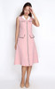 Lapel Tweed Dress - Pink