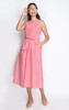 Ruched Linen Dress - Pink