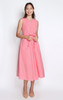 Ruched Linen Dress - Pink