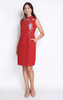 Cascading Floral Embroidered Cheongsam - Crimson