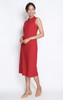 High Collar Zipper Knit Dress - Crimson