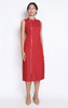 High Collar Zipper Knit Dress - Crimson