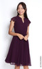 Pleated Chiffon Dress - Purple