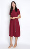 Box Pleated Midi Dress - Burgundy