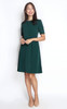 Side Buttons Flare Dress - Forest Green