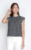 Structured Shoulders Tweed Top - Black