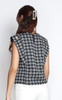 Structured Shoulders Tweed Top - Black