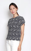 Embroidered Floral Top - Navy