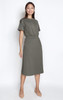 Banded Waist Tee Dress - Olive 