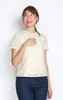 Eyelet Scallop Sleeves Top - Buttercream