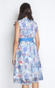 High Collar Chiffon Dress - Blue