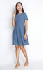 Contrast Stitch Flare Dress - Blue