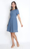 Contrast Stitch Flare Dress - Blue