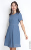 Contrast Stitch Flare Dress - Blue