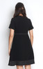 Contrast Stitch Flare Dress - Black