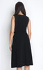 Gold Buttons Flare Work Dress - Black