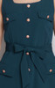 Gold Buttons Flare Work Dress - Petrol Blue