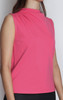 Asymmetrical Mock Neck Top - Watermelon Red