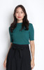 Mock Neck Knit Top - Forest Green