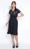 Lace Top Mermaid Hem Dress - Navy