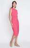 Padded Shoulder Side Ruched Dress - Pink
