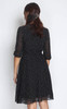 Mandarin Collar Chiffon Dress – Black Dots