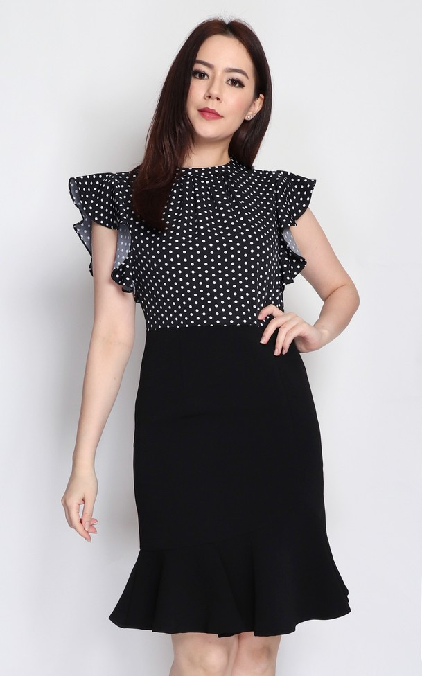 dot ruffle dress