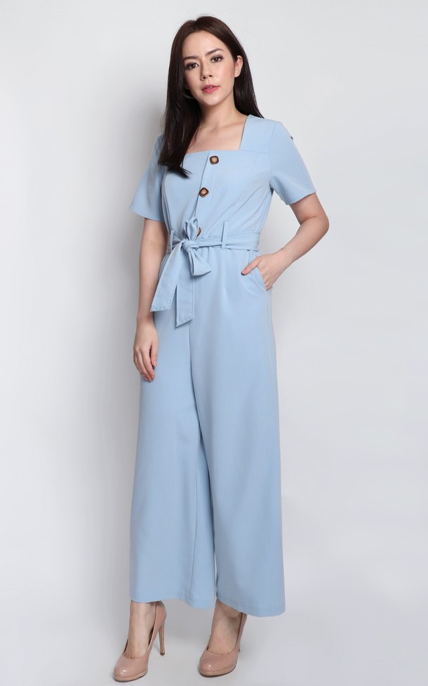 Square Neck Jumpsuit Baby Blue Singapore Online Boutique Office