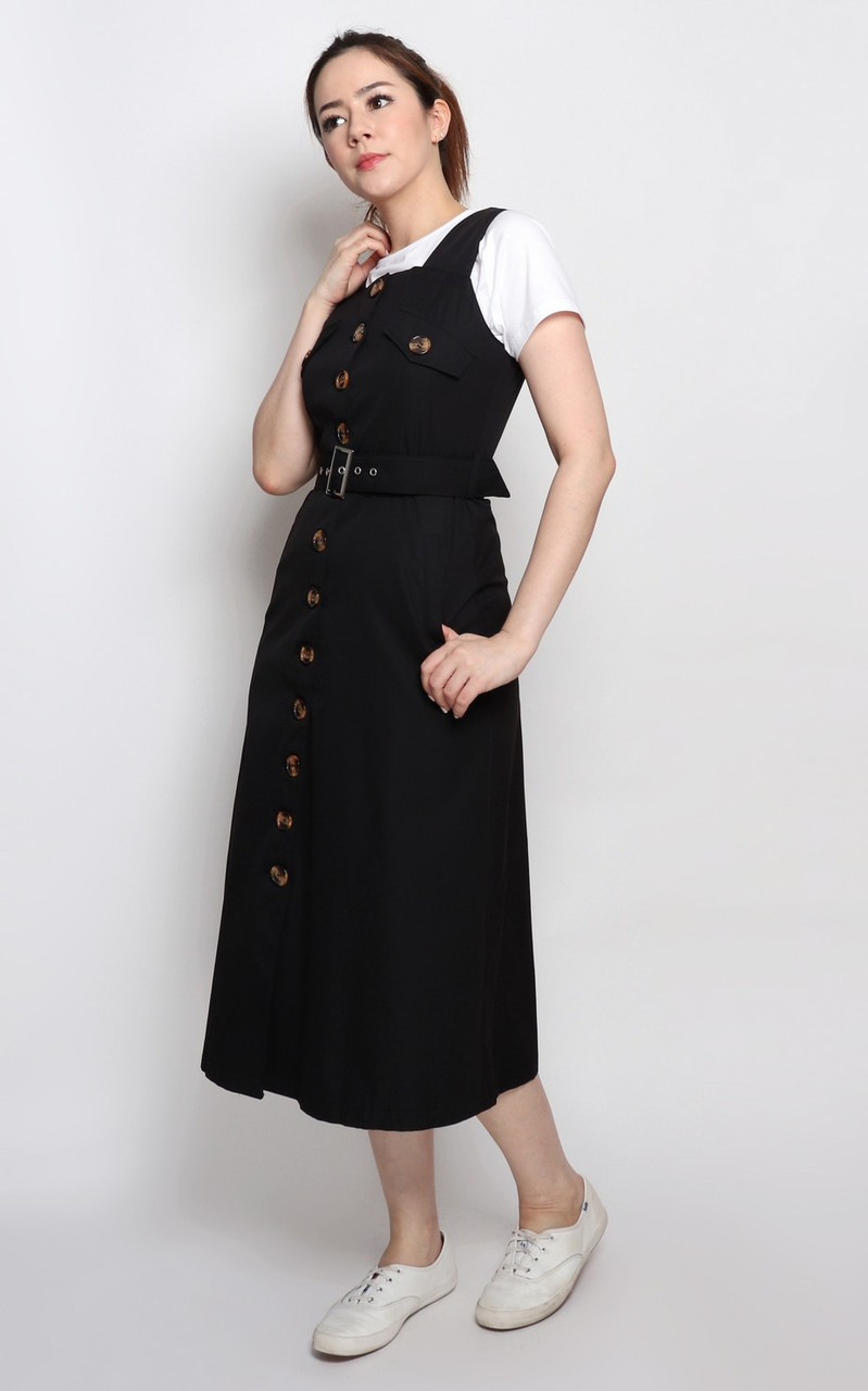 long black pinafore dress