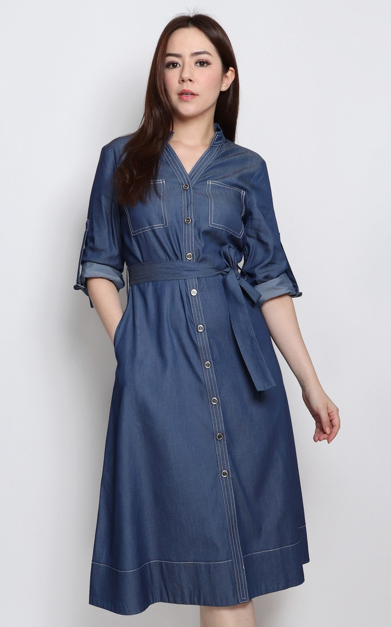 Chambray midi shirt dress Clearance