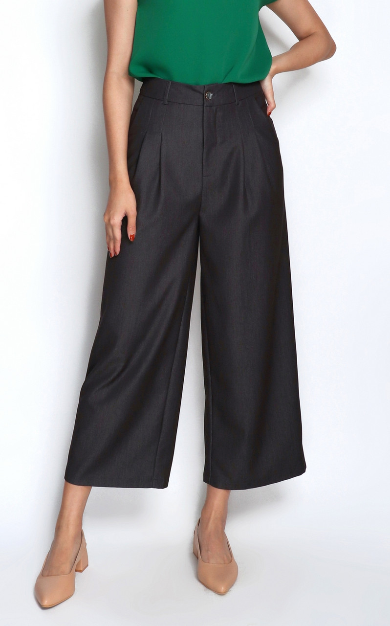 Buckle Detailed High Waist Pants (Black) – Palazzo Couture Online