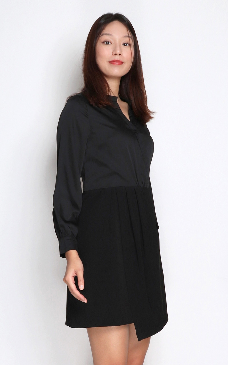 chinese dress ladies Savannah Long Leather Shirt/Dress in Black, Black / 42 (US 4/6)