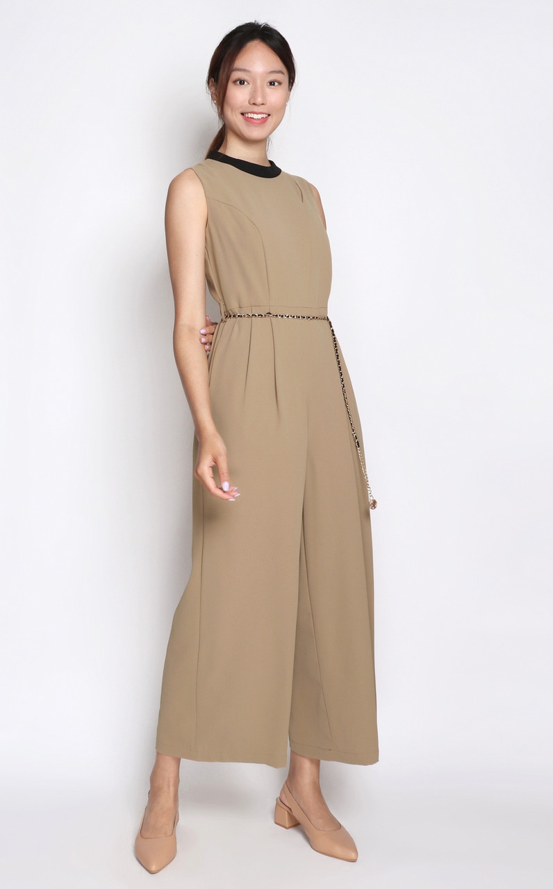 High Neck Jumpsuit Taupe Ladies Office Wear Online Singapore