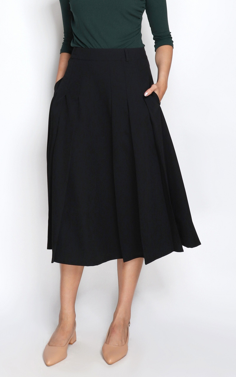 Box Pleats Skirt - Black | Online Ladies Office Wear | ALYSSANDRA