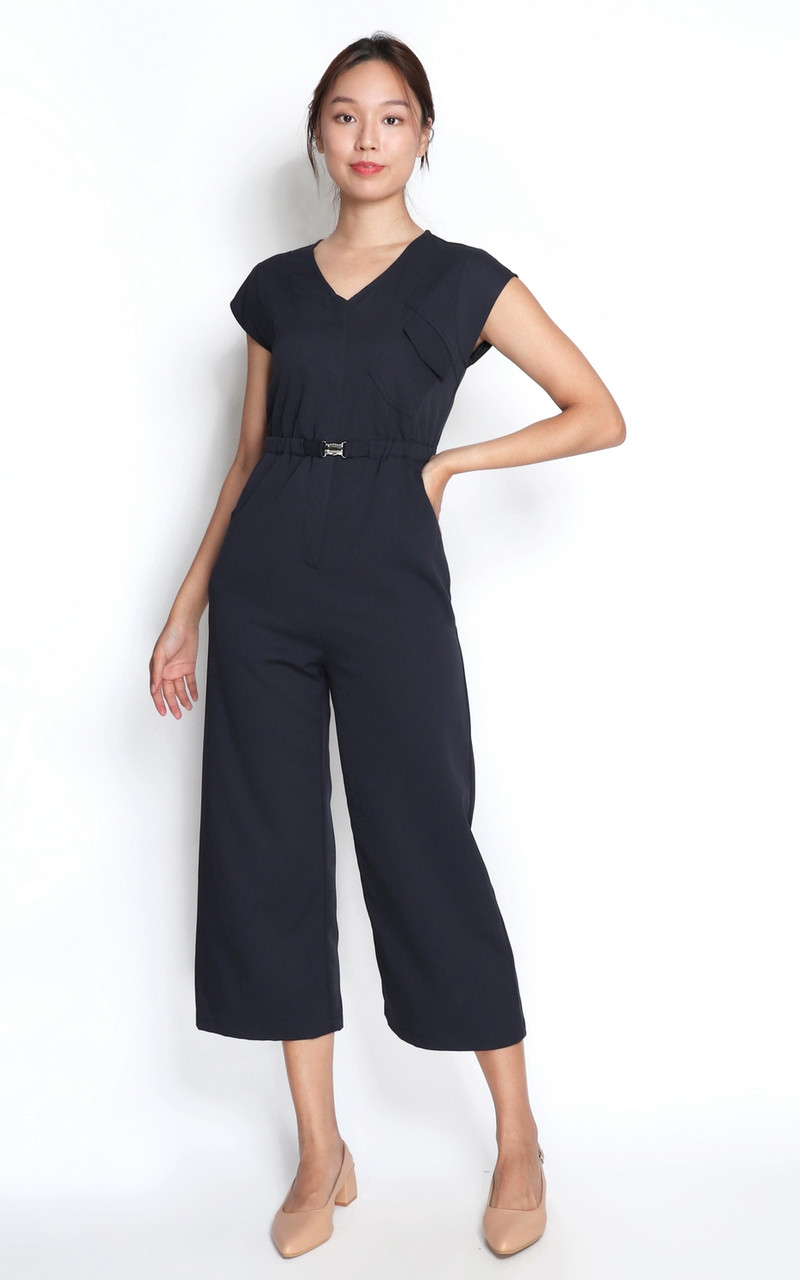 Belted Jumpsuit Navy Ladies Office Wear Online Singapore ALYSSANDRA