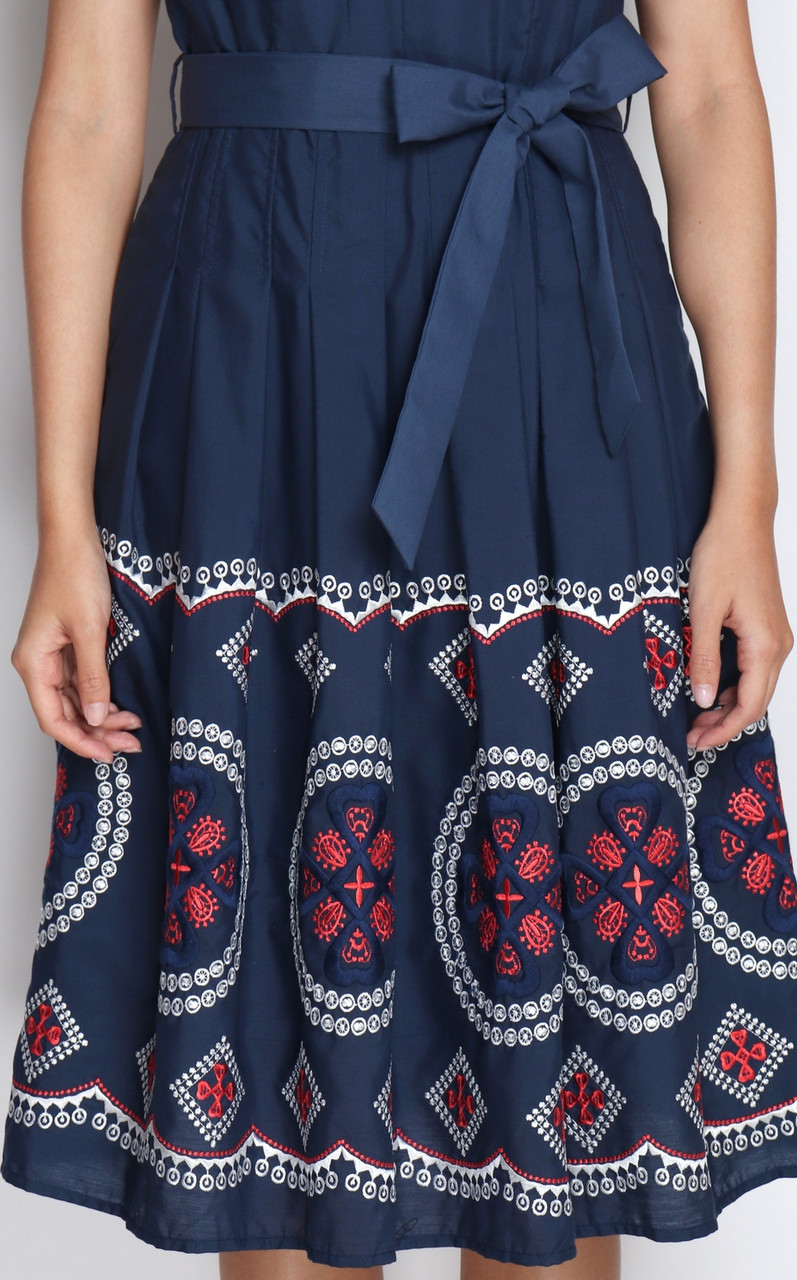 Embroidered Hem Midi Dress Ladies Office Wear Online Singapore