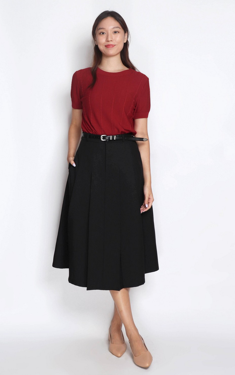 Box Pleated Skirt – Black Online Ladies Office Wear ALYSSANDRA