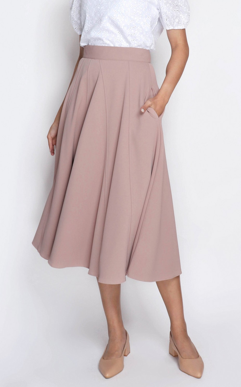 Circle Skirt Taupe Online Ladies Office Wear ALYSSANDRA