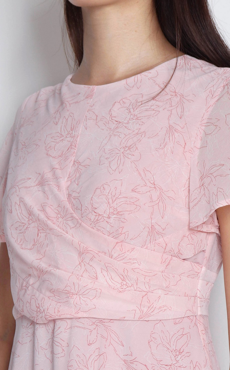 Wrap Waist Chiffon Dress - Pink | Women's Fashion Singapore | ALYSSANDRA